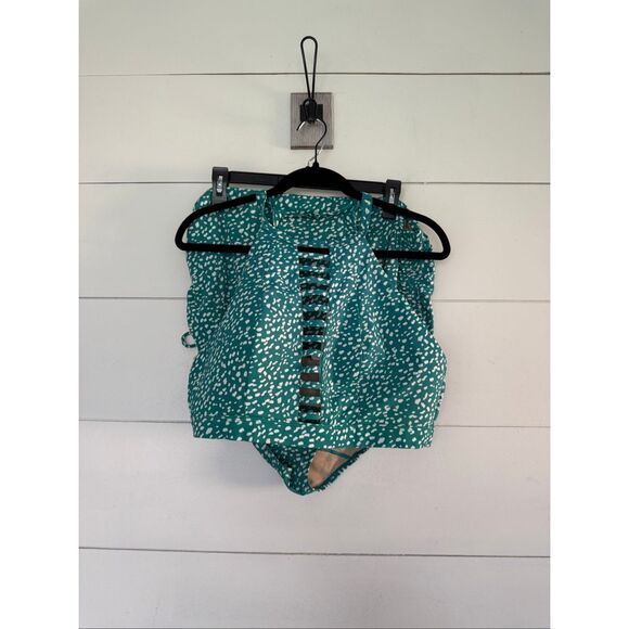 Cacique Other - Cacique Women’s 18 Green White Patterned Swim Suit Plus Size